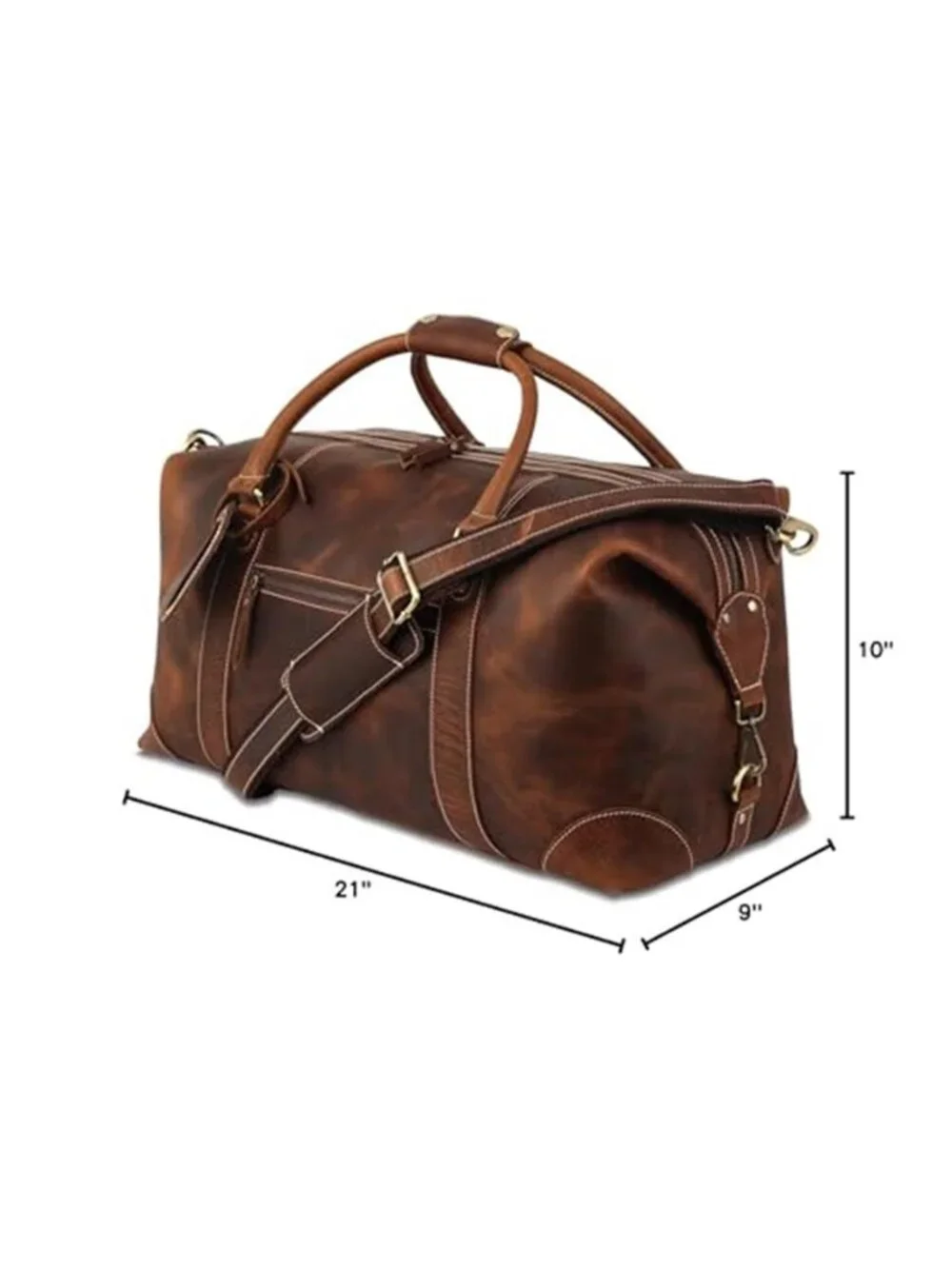 Unisex Leather Travel Duffle Bag Overnight Weekend Duffel Bag